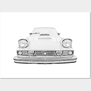 Saab Sonett III 1970s classic car monochrome Posters and Art